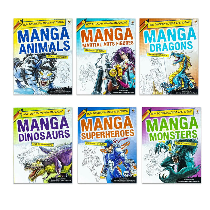 How To Draw Manga and Anime Series Step By Step Guide For Beginners 6 Books Collection Set - Ages 8-14 - Paperback