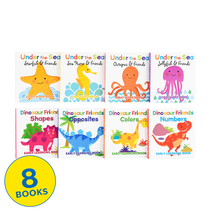 Dinosaur and Sea Friends Early Learning 8 Board Books and 5 Stacking Blocks by Paul - Ages 0-5 - Paperback