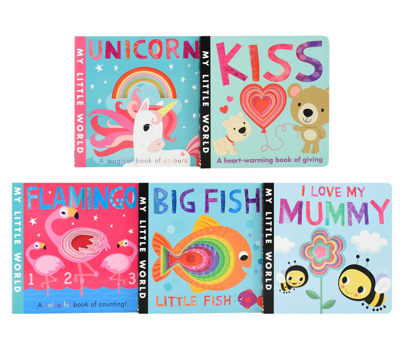 My Little World 5 Board Books (Big Fish,Flamingo,Love Mummy,Kiss,Unicorn) by Little Tiger - Ages 0-5 - Board Book