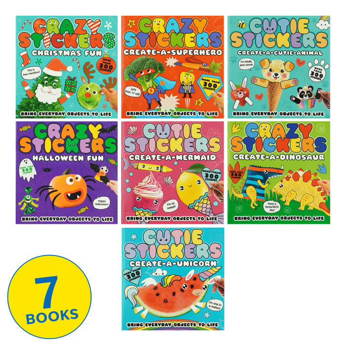 Children's Cutie And Crazy Stickers Collection By Danielle McLean 7 Books Set - Age 3-6 - Paperback