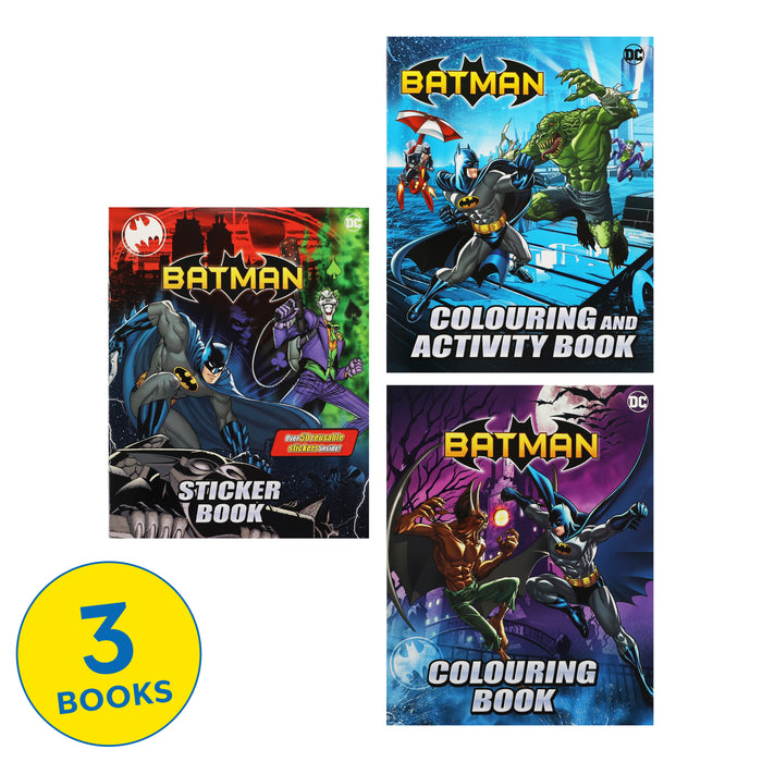 Batman Activity Pack Colouring Books & Stickers 3 Books Collection Set - Ages 3+ - Paperback