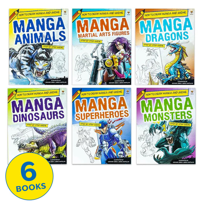 How To Draw Manga and Anime Series Step By Step Guide For Beginners 6 Books Collection Set - Ages 8-14 - Paperback